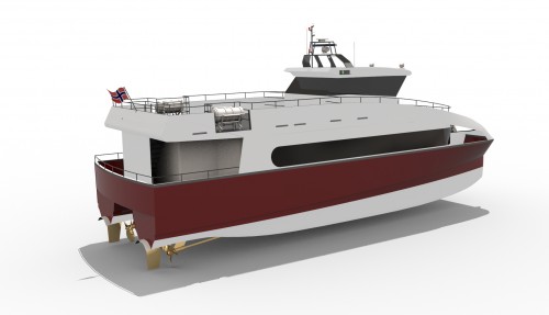 Båten er en ny modell og designet av Sivilingeniør Ola Lillo-Olsen. Maritime Partner vil stå for detaljdesign, prosjektering og bygging. Illustrasjon: Maritime Partner