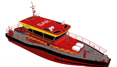Alusafe 1800 FIFI er en hurtiggående singelskrog design velegnet for høy fart i dårlig vær. Illustrasjon: Maritime Partner.