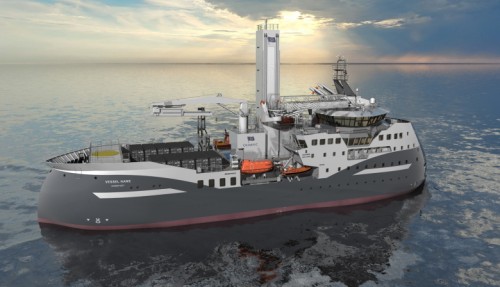 Skipa er baserte på CSOV-designet (Construction Service Operation Vessel) av designtypen SX222 frå Ulstein Design & Solutions AS. Illustrasjon: Ulstein.