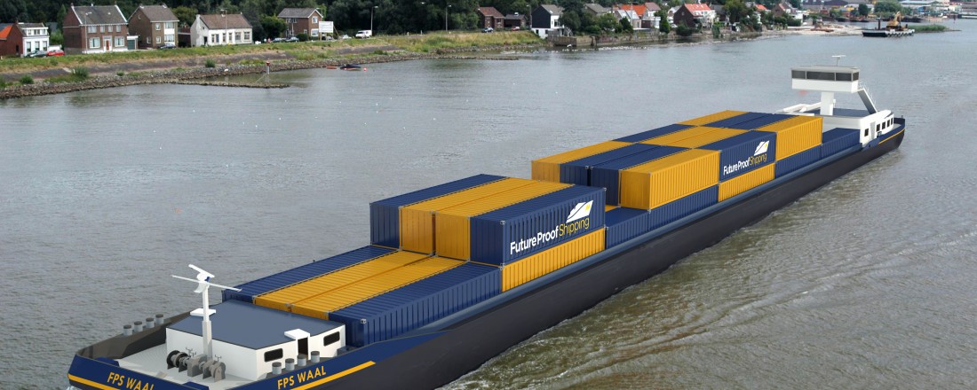 The zero-emissions inland container vessel, the FPS Waal, Photo: Flagships.