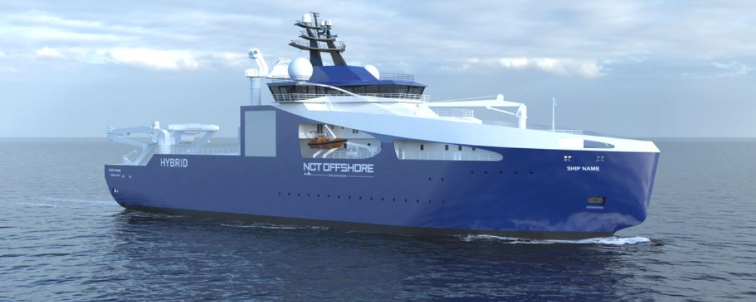 This Vard 9 01 has been specially designed and equipped for subsea cable laying operations in close collaboration with NCT Offshore. Illustration: Vard Design.