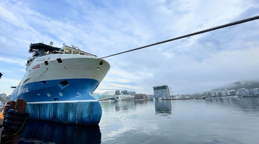 Yara Birkeland, Oslo - verdens første utslippsfrie og snart autonome containerskip. Foto: Kongsberg Gruppen.