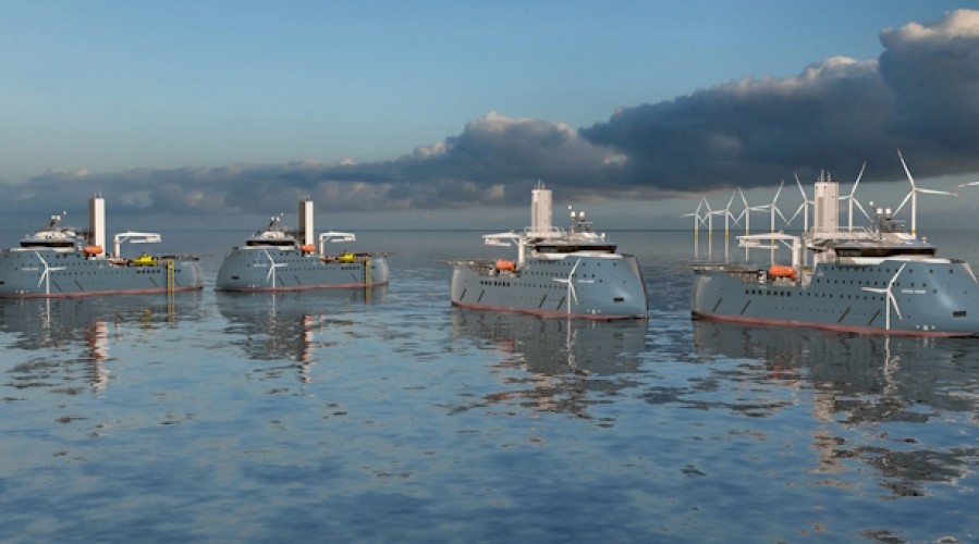 Kongsberg Maritime skal levere en omfattende utstyrspakke for en serie med fire offshore-vind fartøy (CSOV) som bygges ved Ulstein Verft. Illustrasjon: Ulstein.