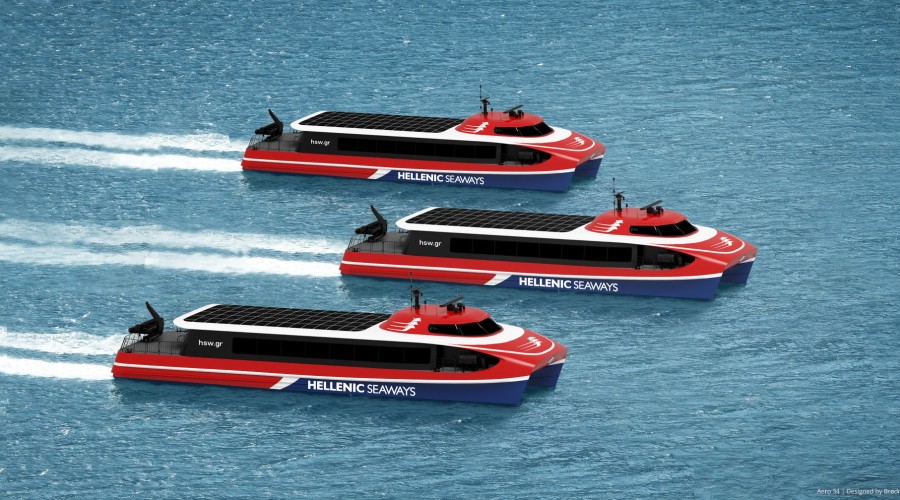 Attica Group, som er sluttkunde for de nye hurtigbåtene, er en av de største hurtigbåtoperatørene i middelhavsregionen. Illustrasjon: Brødrene Aa.
