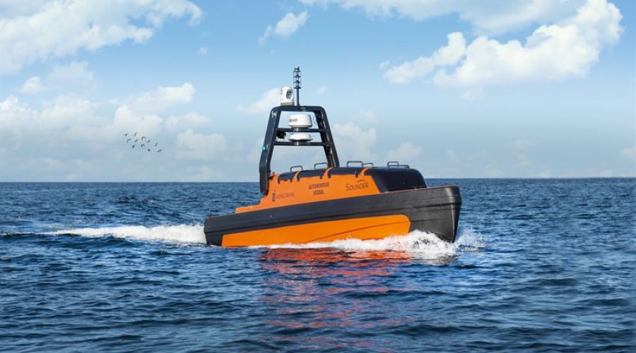 Fjernstyrt farkost (AUV) med sonarer. Illustrasjon: Kongsberg Maritime.