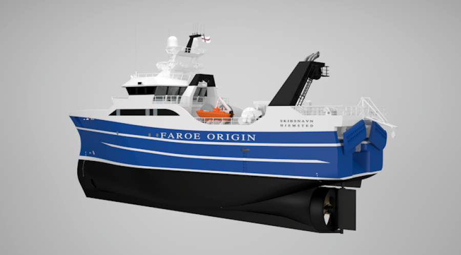 llustrasjon av Faroe Origin sine nye fartøy. Illustrasjon: Karstensens Skibsvaerft A/S