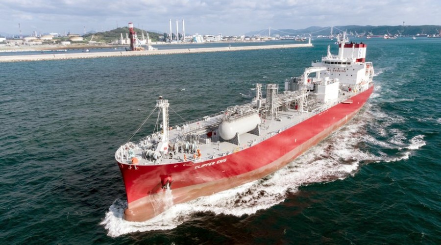Solvang ASA skal bygge verdens første karbonfangstanlegg ombord i et skip - og det skjer ombord i gasstankeren Clipper Eris Foto: Solvang ASA