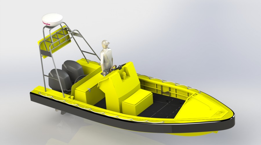 Arbeidsskisse av båttypen Mare Safety skal levere til det amerikanske markedet. Ill: Mare Safety