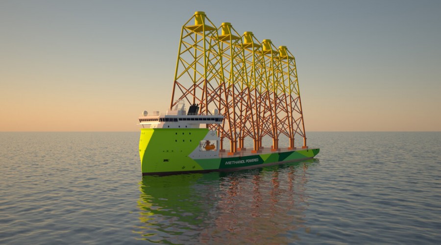 To meet the increasing logistic requirements for ever-growing offshore wind components transported across the globe, Ulstein has added the HX121 heavy transport vessel to its design portfolio. Illustration: Ulstein.