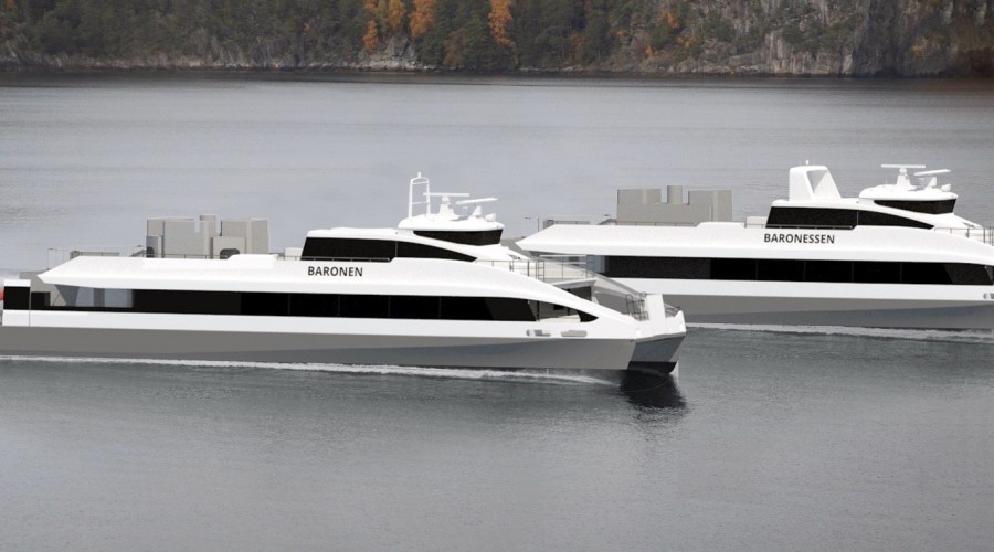 A new era on the seas: The high-speed ferries MS Baronen and MS Baronessen currently ferry passengers between Aker Brygge and Slemmestad in the Oslofjord, as well as between Lysaker and Nesodden. During summer, their route extends all the way to Drøbak.