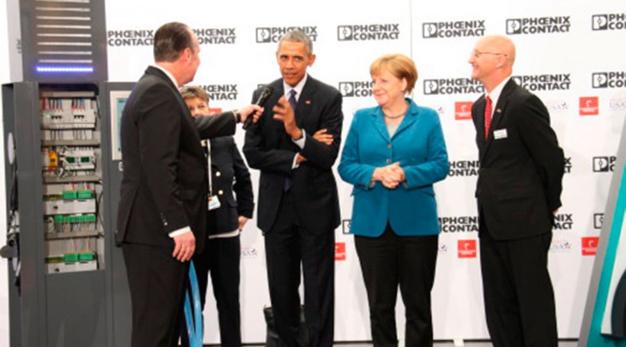 USAs president Barack Obama og forbundskansler i Tyskland Angela Merkel ble orientert om Phoenix Contact.
