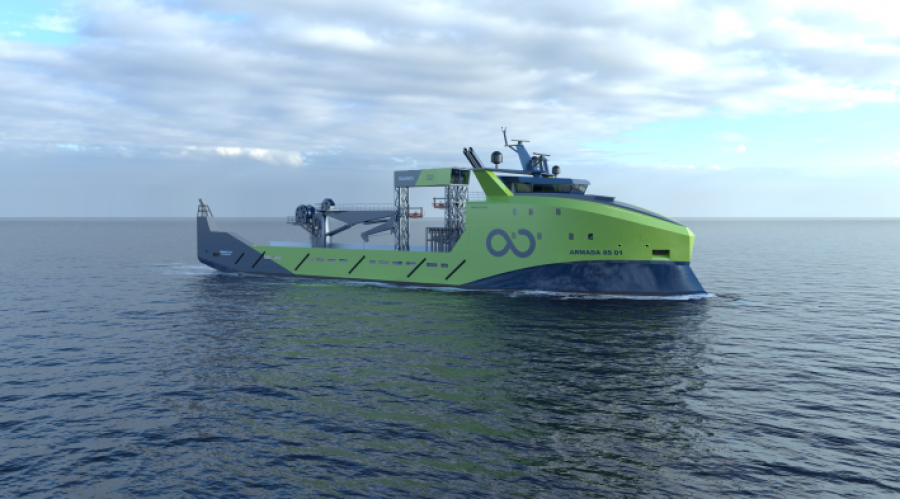 The landmark order of six, 85-metre, optionally crewed robotic vessels will take Ocean Infinity’s remote vessel fleet to 23 vessels.Ill: Vard.