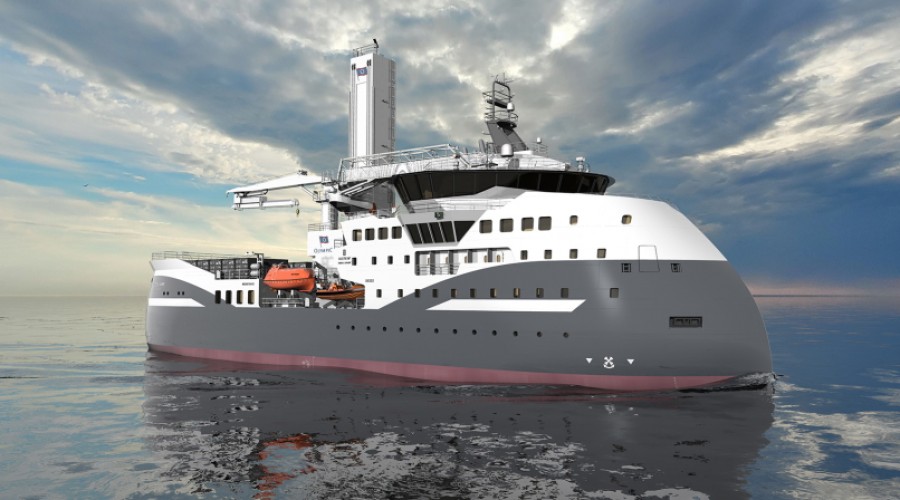 Havvindskipet er det første av to konstruksjonsstøttefartøy som skal byggast for Olympic. Illustrasjon: Ulstein.