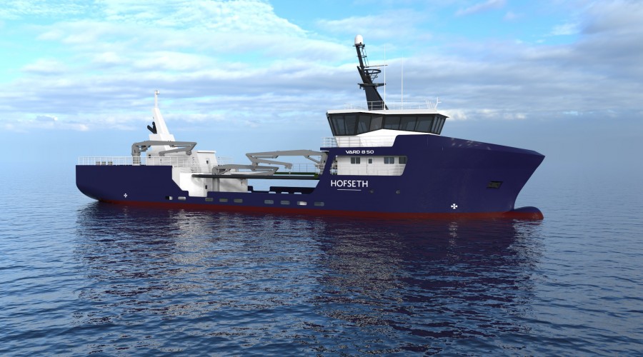 Fjordlaks Aqua har bestilt et fartøy med Vards 8 50-design. Illustrasjon: Vard 