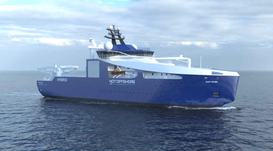 This Vard 9 01 has been specially designed and equipped for subsea cable laying operations in close collaboration with NCT Offshore. Illustration: Vard Design.